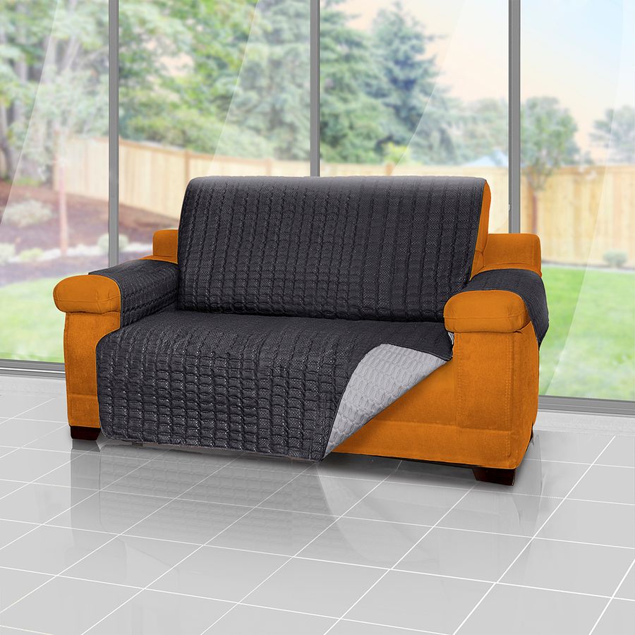 forro protector de sofa y muebles reversible negro 2 puestos energy plus