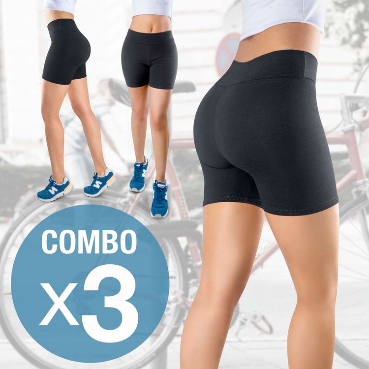 Combo X3 Biker Short deportivo mujer corto licra deportiva THIN & HAPPY