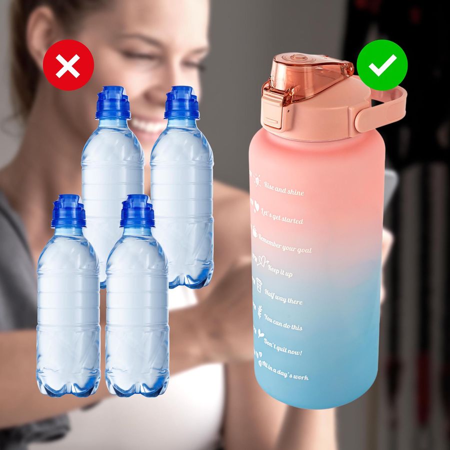 Botella de Agua Motivacional de 2,2 Litros con Marcas de Tiempo Y