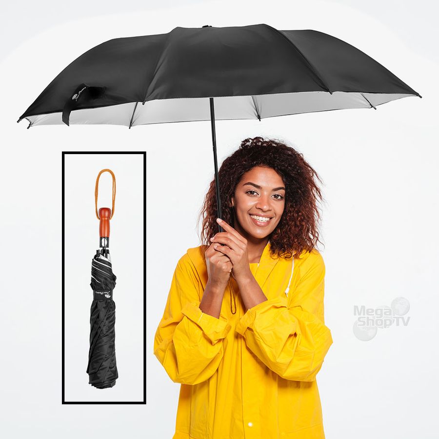 Sombrilla grande automática paraguas protección UV doble tela Negra |  MegaShop TV - Mega Shop TV - Colombia