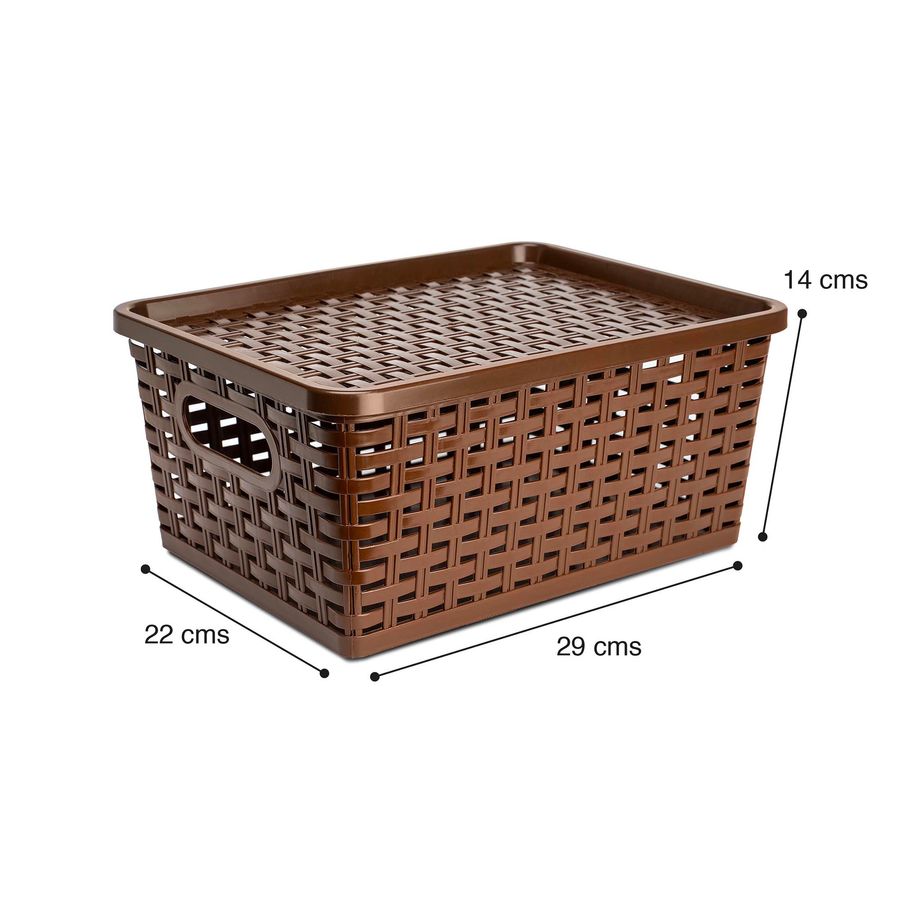 Caja Organizadora Cuadrada Habano / Café 11x31x31cm con 24