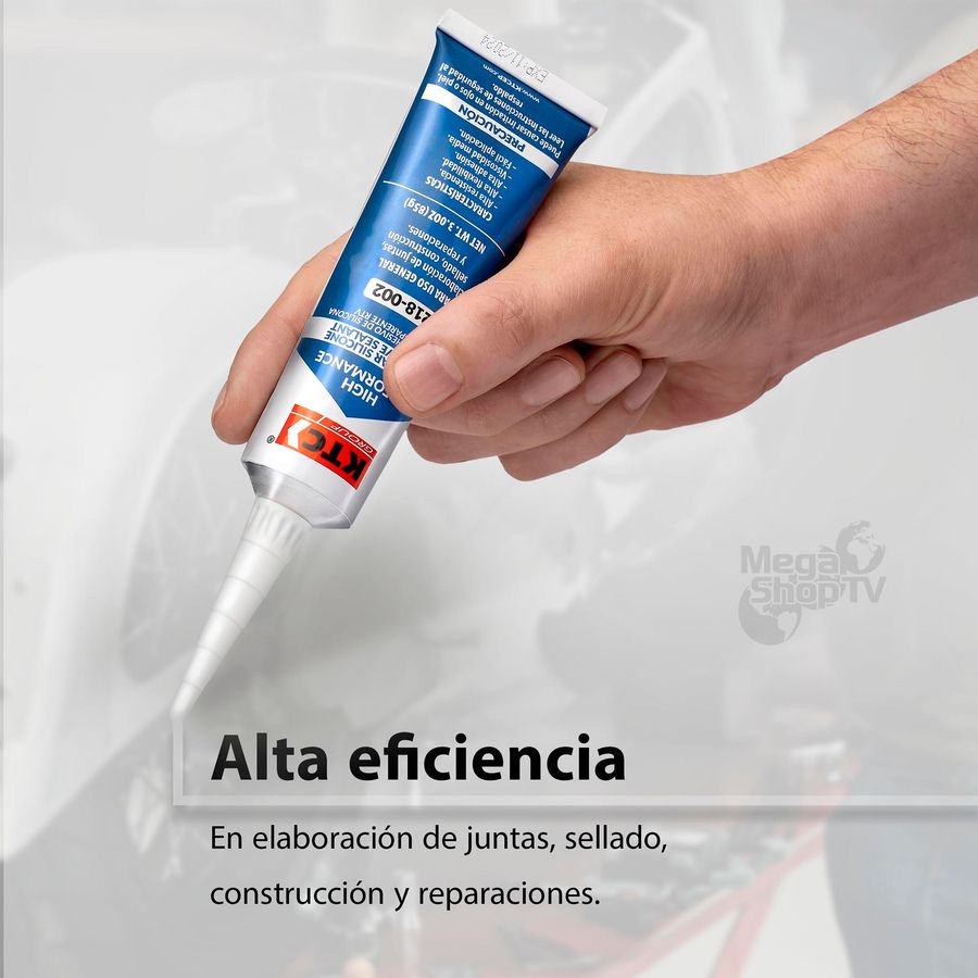 KTC Sellador Adhesivo De Silicona Transparente RTV 85Gr