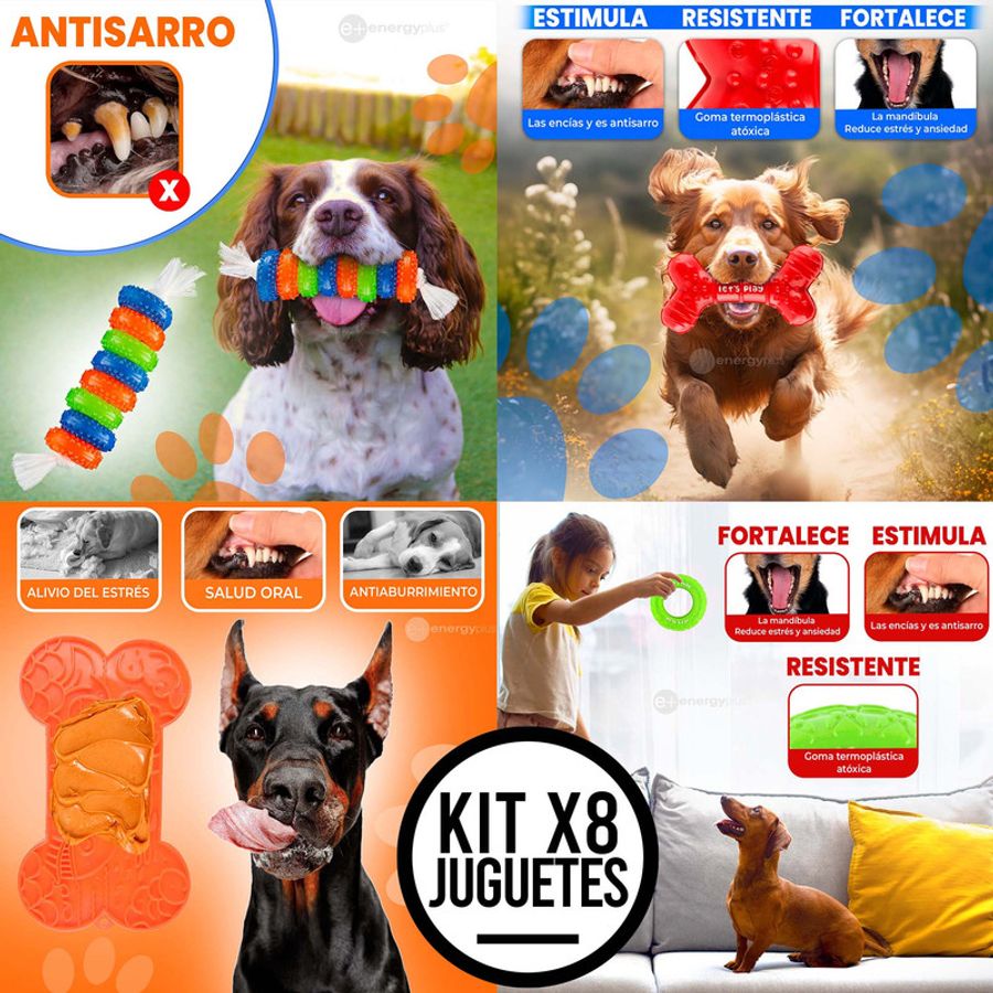 Kit x8 Juguetes Interactivos para Perros: Salud y Diversión