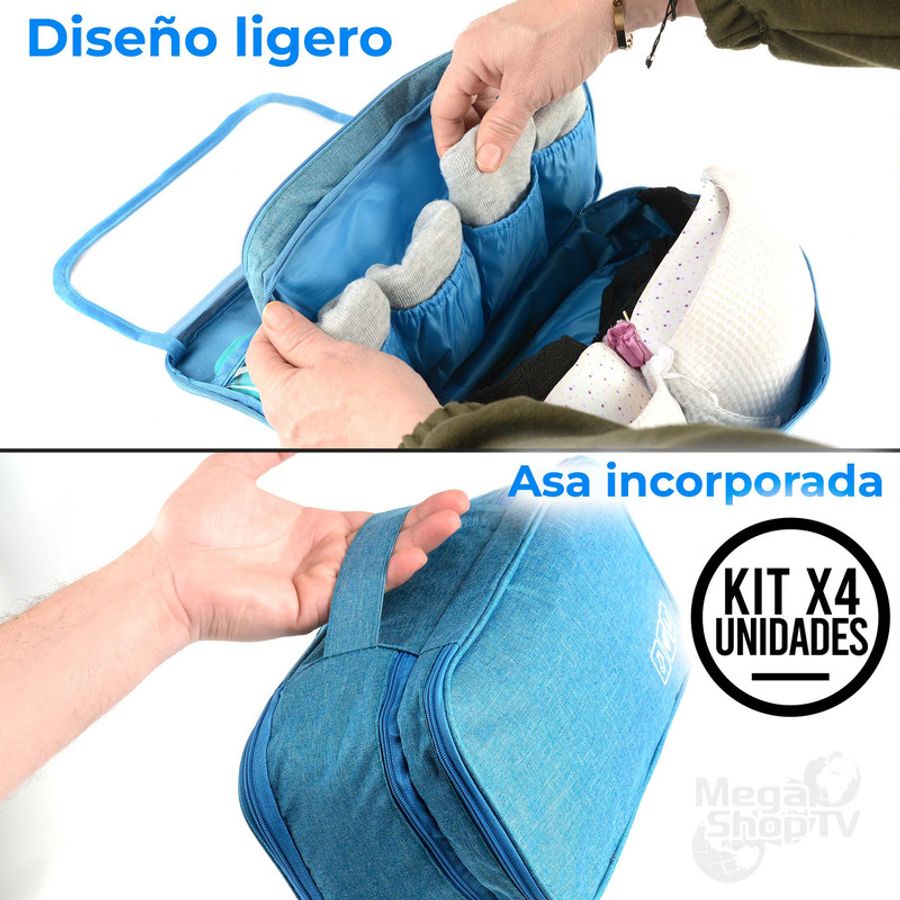 4 Bolsas Organizadoras de Viajes: ¡Maleta en Orden! Azul Claro