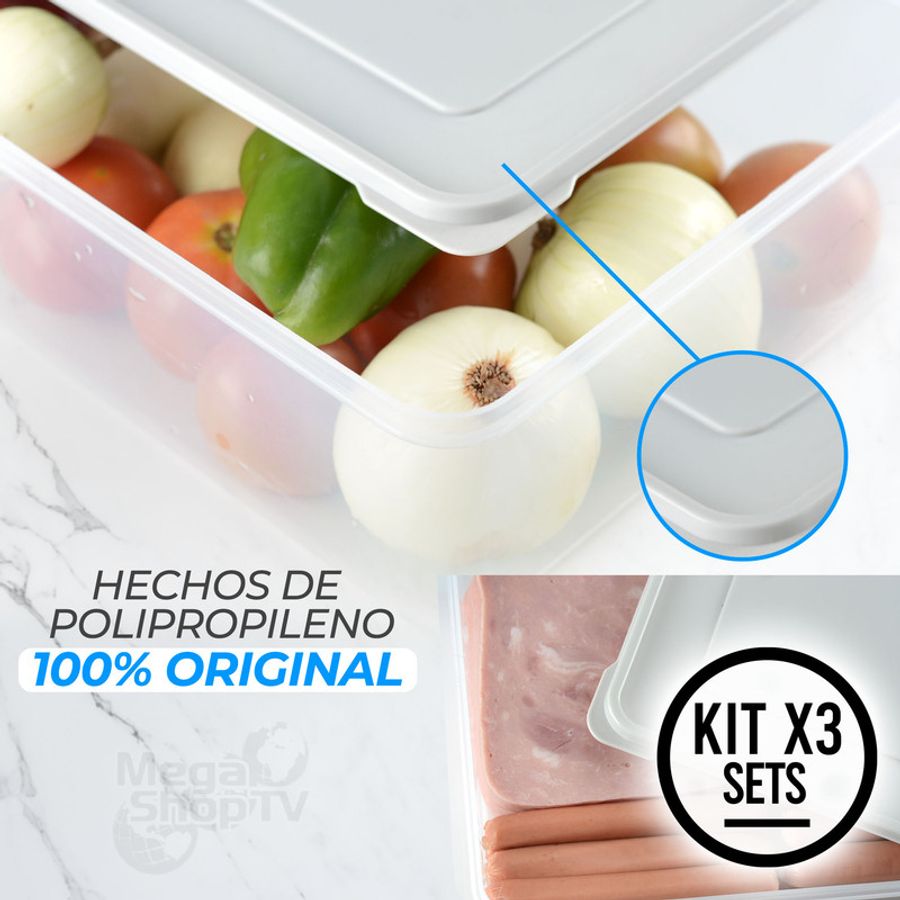 Set X3 Cajas Organizadoras Plasticas Transparentes de 6 L, 12 L, y