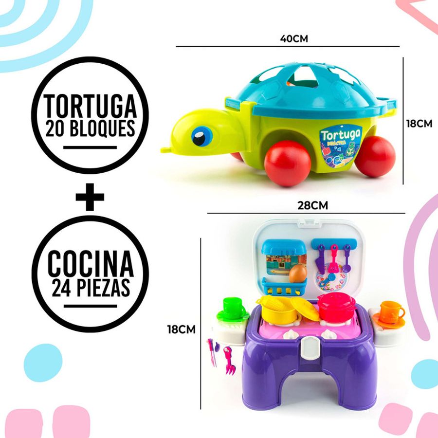 Combo Infantil Tortuga Didactica 20 pzas Cocina 24 Pzas MegaShop TV Mega Shop TV Colombia